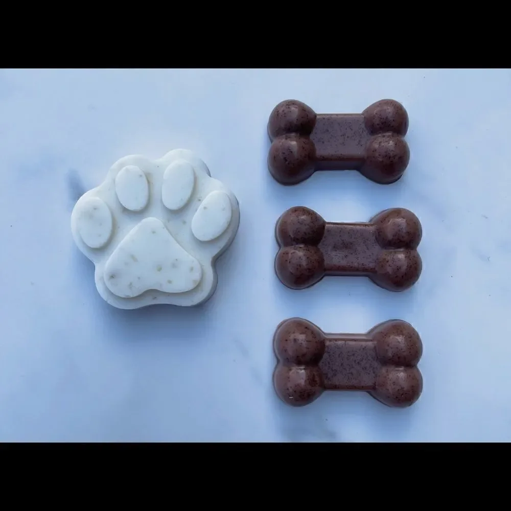Paws N Pals soap bars- Set of 2 paws & 3 bones Natural handmade Oatmeal soap